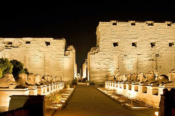 Egypt luxor karnak temple at night