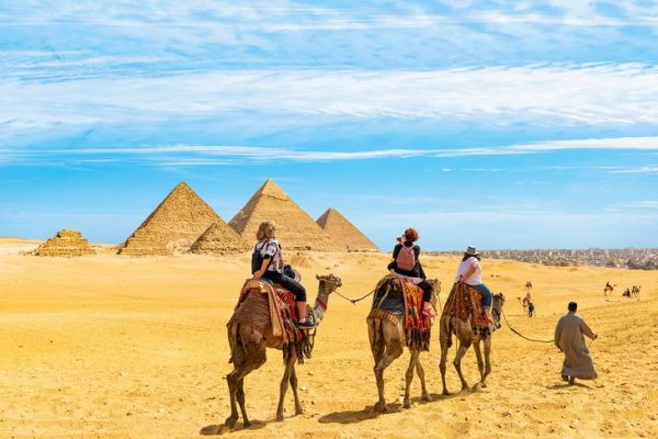 Egypt camel ride Giza pyramids