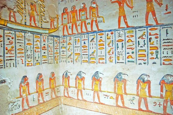 Egypt valley of the kings inscription inside tomb of Ramses vi